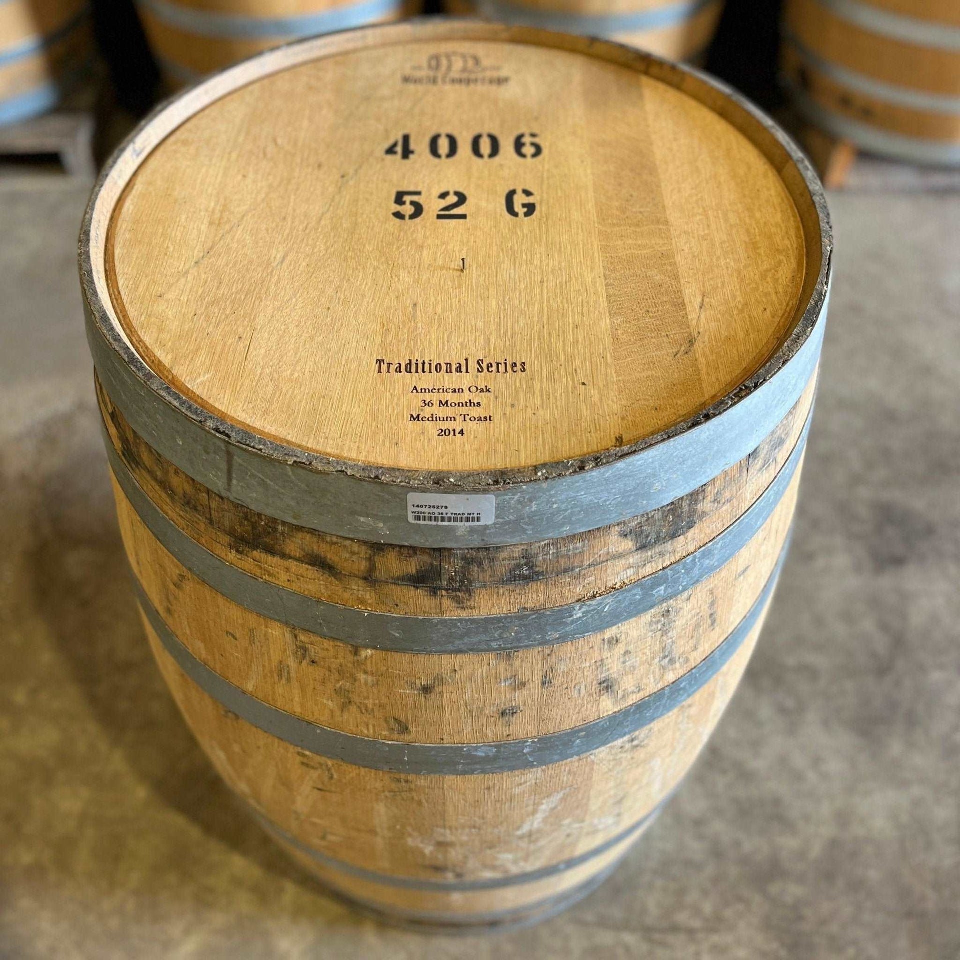 200 Litre White Chardonnay Wine Barrel - American Oak - The County Cooperage