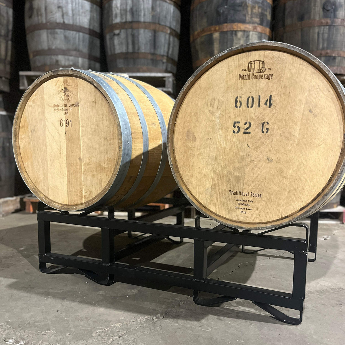 Empty Barrel Rack Refurbished 53-60 Gallon 2 Barrel Steel Rack (6
