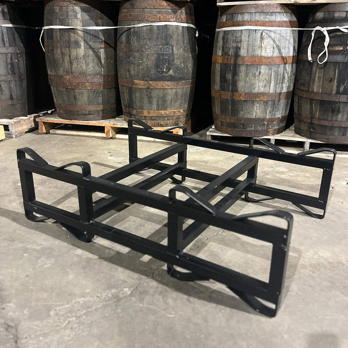 Empty Barrel Rack Refurbished 53-60 Gallon 2 Barrel Steel Rack (6