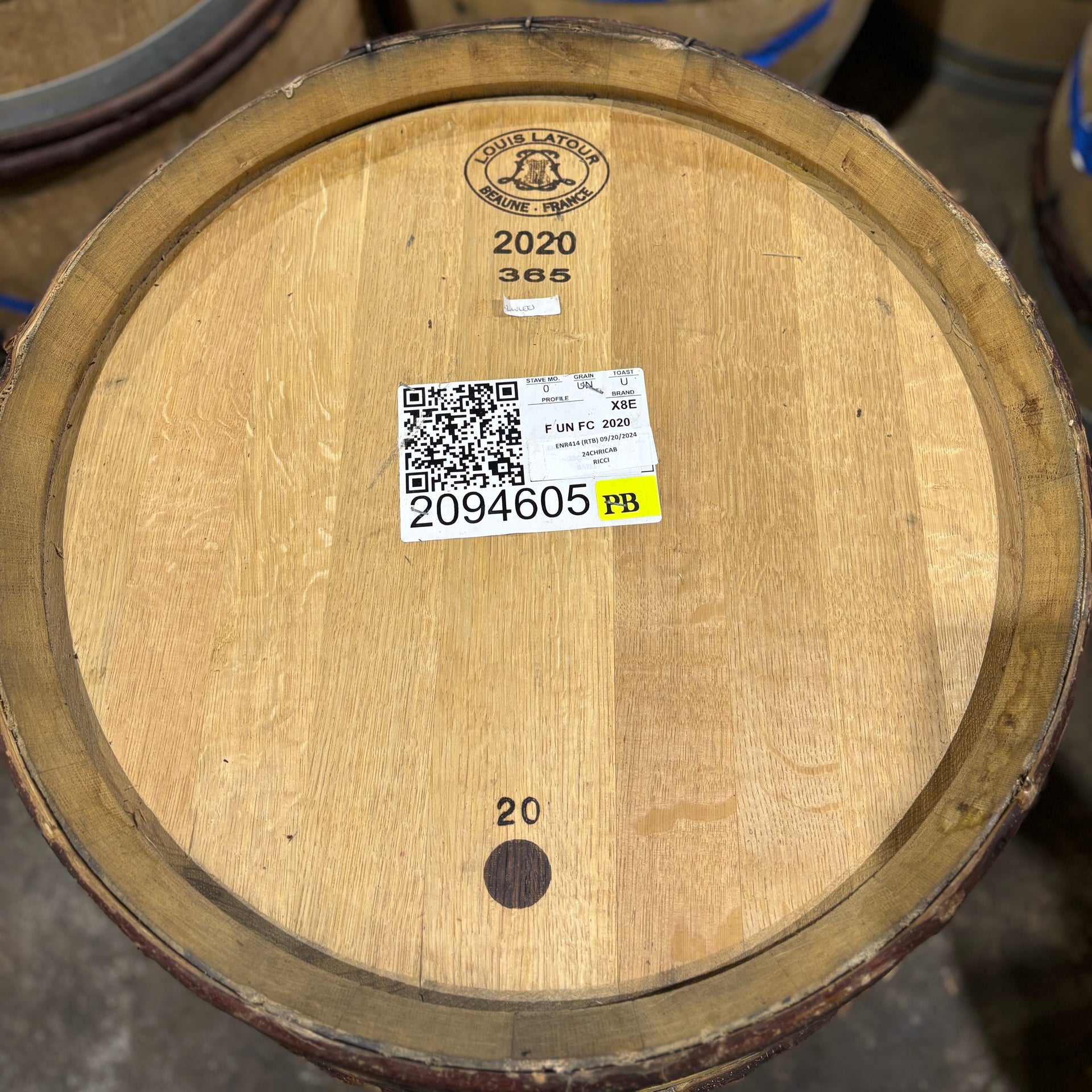 228 Litre White Chardonnay Wine Barrel - French Oak